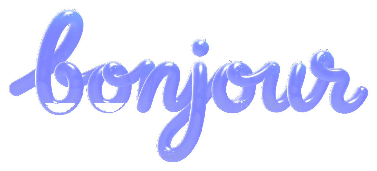 bonjour 3D liquid glass typography